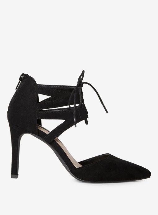black lace up court shoes