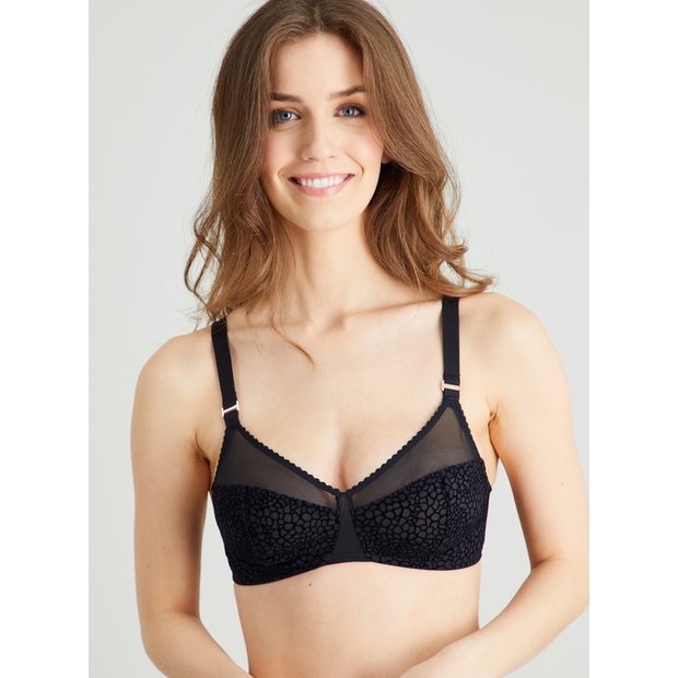 Black Animal Mesh Full Cup Non Wired Bra, Size 32D – ShoppnShip